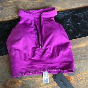 Alphalete Purple Zip-Up Crop Bra Top